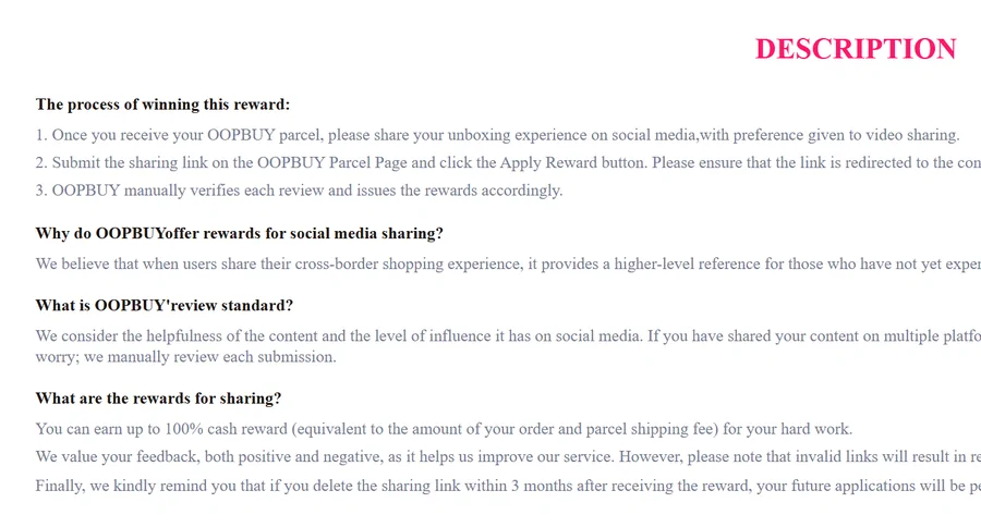 Description section of the Share Your Experience page explaining the process and the up to 100% cash reward