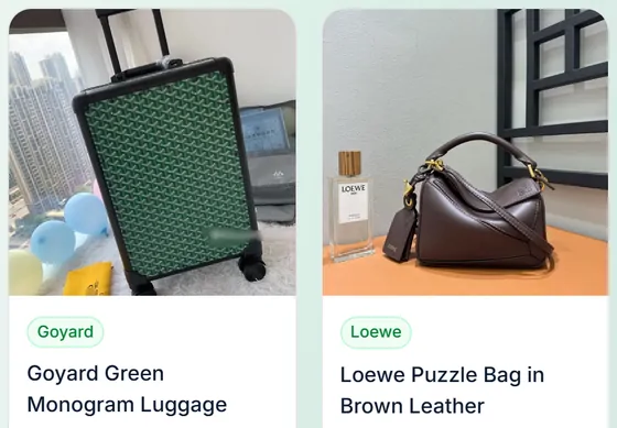 Bags and totes: two neighbouring product cards from the catalogue