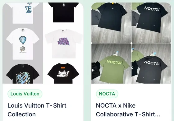 Tees: two neighbouring product cards from the catalogue
